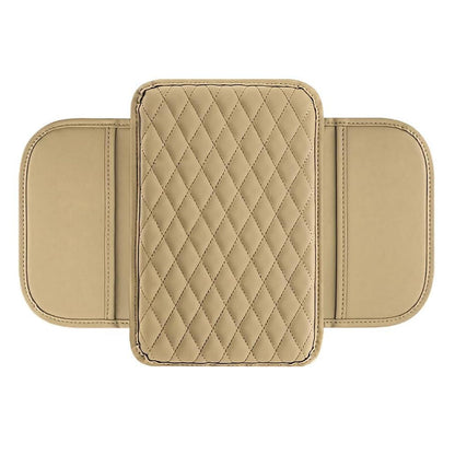 PU Leather Car Center Console Cover with 2 Storage Pocket Car Arm Rest Cover Car Interior Accessories Beige