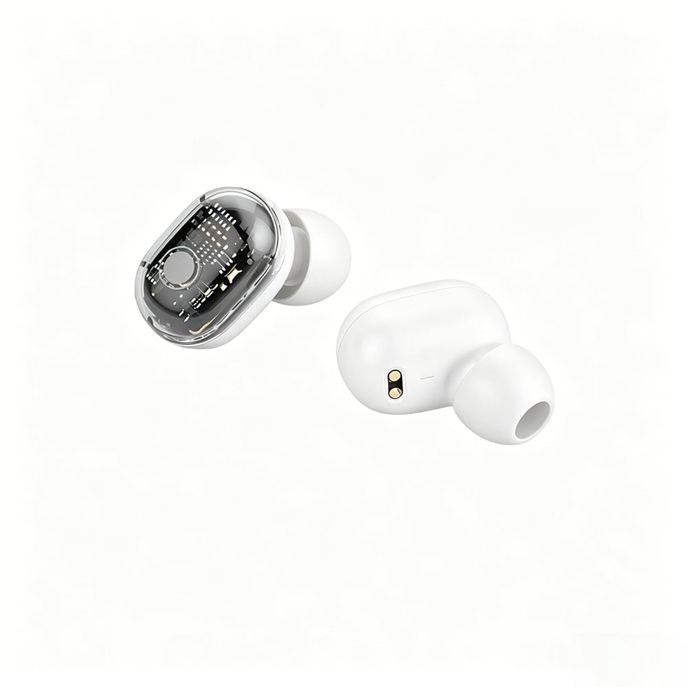 Bluetooth 5.1 Wireless Earbuds with LED Display IPX4 Waterproof Headphones-White