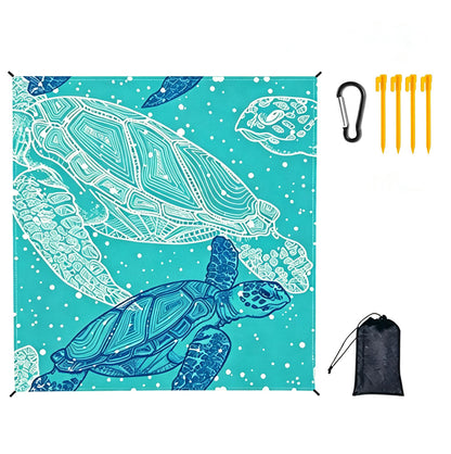 Waterproof Beach Mat Picnic Blanket with Stakes - Green