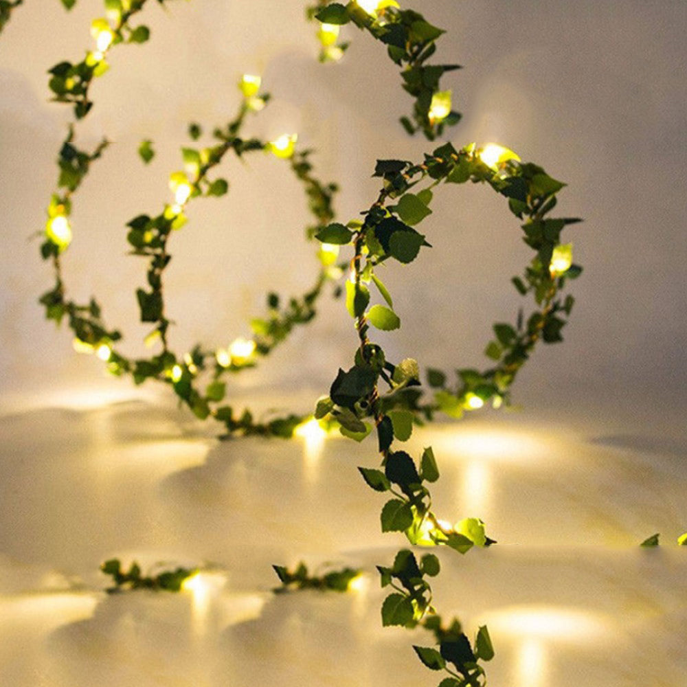 10m 100 LED Artificial Ivy Leaves Solar String Light -Style 3