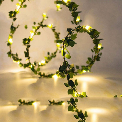 10m 100 LED Artificial Ivy Leaves Solar String Light -Style 3