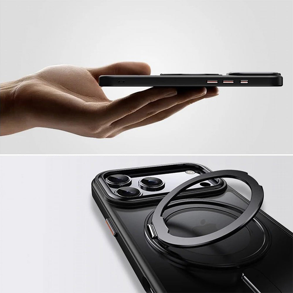 360 Degree Rotating Stand Case for iPhone 18Pro 17Pro - Black