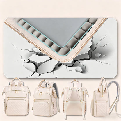 2-in-1 Lunch Backpack For Women Laptop Backpacks Travel Backpacks-Beige