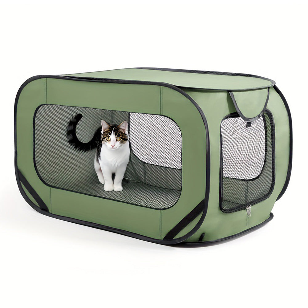 Portable Car Seat Pet Kennel Pop Up Dog Cat Tent Bed Green