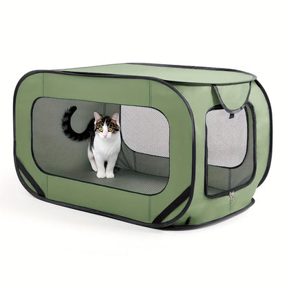 Portable Car Seat Pet Kennel Pop Up Dog Cat Tent Bed Green