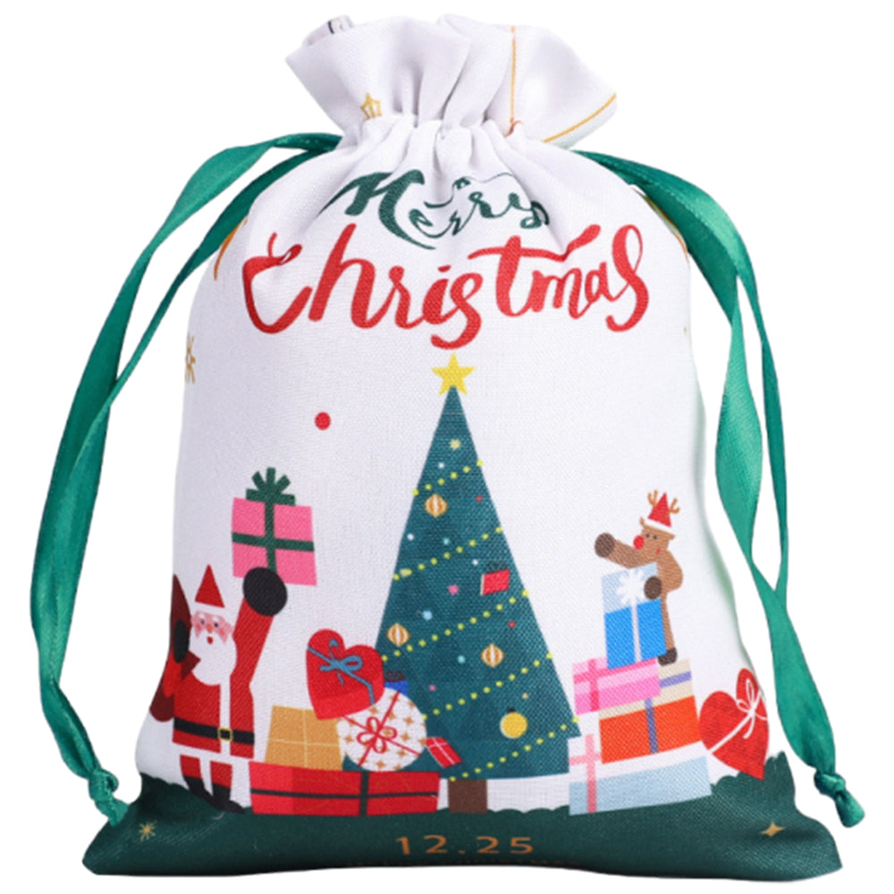 10Pcs Christmas Drawstring Storage Bags Xmas Holiday Wrapping Sacks Style 3
