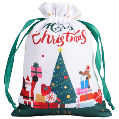 10Pcs Christmas Drawstring Storage Bags Xmas Holiday Wrapping Sacks Style 3