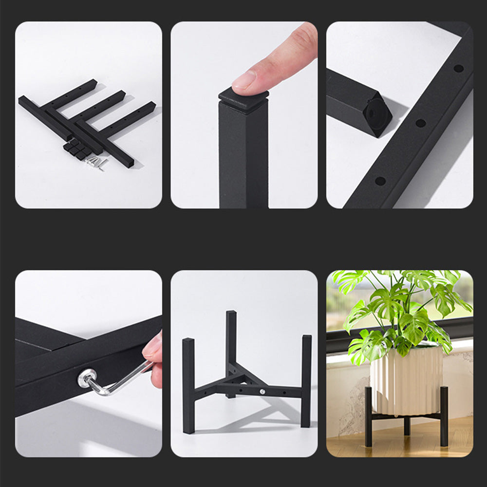 Plant Stand Indoor Adjustable Metal Heavy Duty Plant Stands Fits 23-32cm Pots-Black