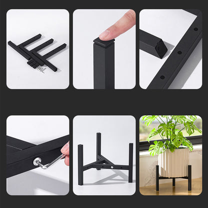 Plant Stand Indoor Adjustable Metal Heavy Duty Plant Stands Fits 23-32cm Pots-Black