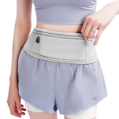 Running Belt Waist Pack Ultra Light Water Resistant Fitness Belt Waist Bag Light Gray