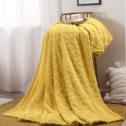Flannel Throw Blanket Soft Fuzzy Cozy Warm Blanket Air-conditional Blanket Yellow
