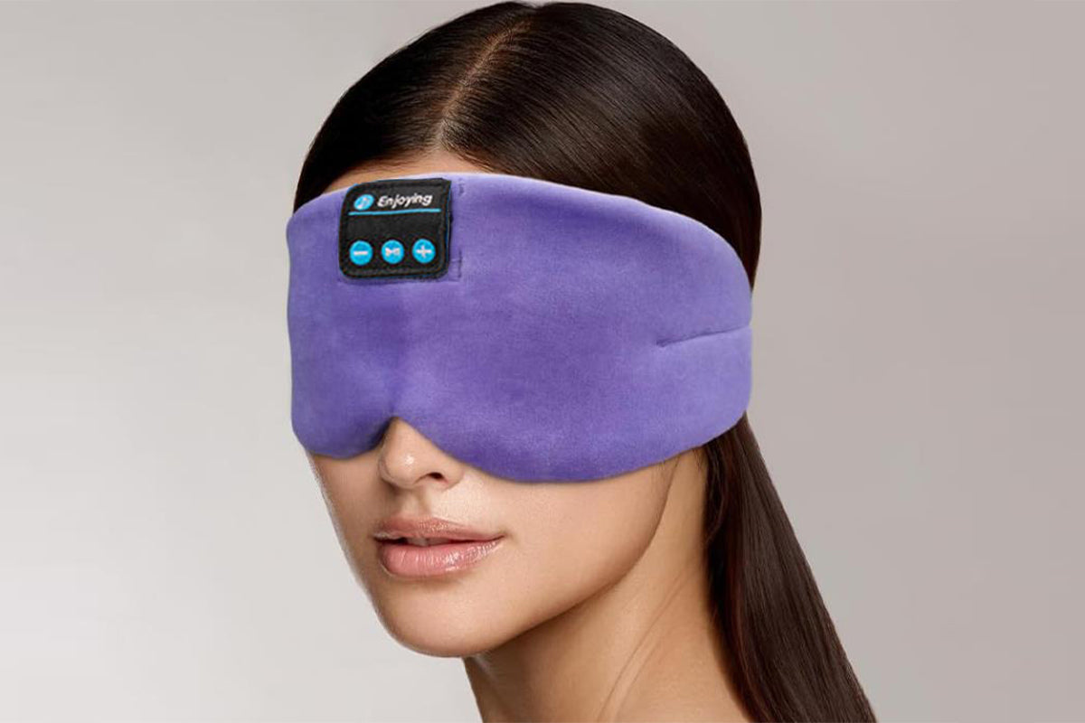 Bluetooth Sleep Mask with Headphones Music Eye Mask for Sleeping Travel Meditation -Purple