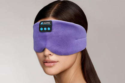 Bluetooth Sleep Mask with Headphones Music Eye Mask for Sleeping Travel Meditation -Purple