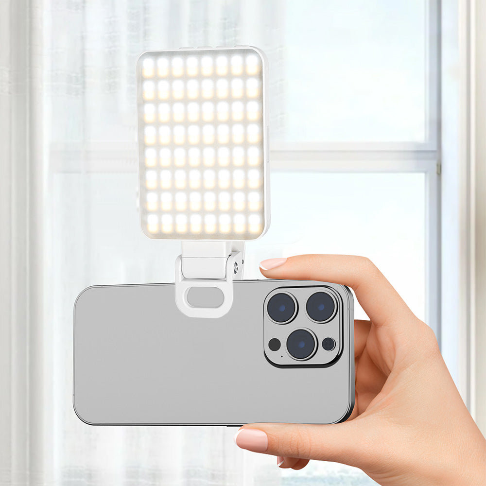 Portable Selfie Light USB-Rechargeable LED Phone Light for Video Makeup Live Stream White
