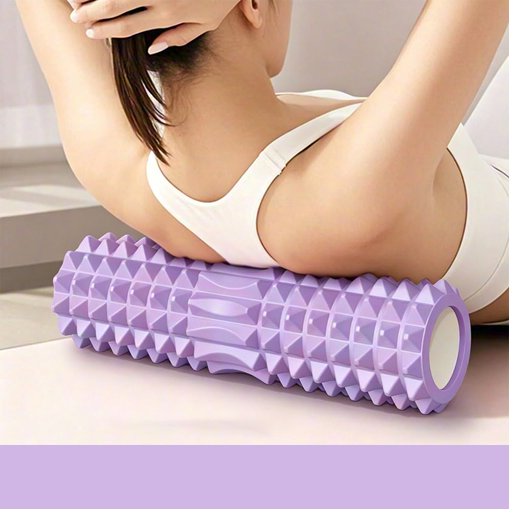 6Pcs Foam Roller Set with Massage Stick and Resistance Band-Purple