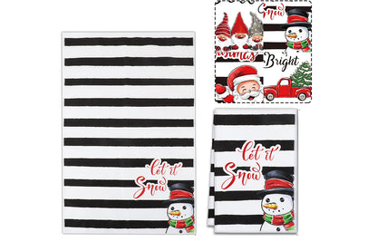 4Pcs Set Christmas Kitchen Towels Grinch Hand Inspirited Towel Merry Christmas Decorative Xmas Absorbent Dish Towels-Style 4