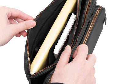 Soft Trendy Three Layer PU Leather Crossbody Purse Shoulder Bag Handbags-Black