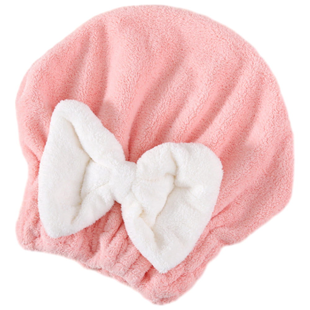 2Pcs Set Quick Absorbent Drying Hair Caps with Bow-Knot Hair Turban Wrap for Women Style 2