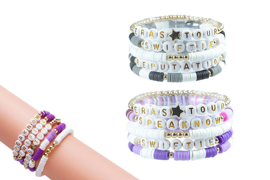 2Pcs Bracelets Set Mid Friendship Inspired Jewelry Gifts For Girls Concert Fans Bracelet-Grey And Purple