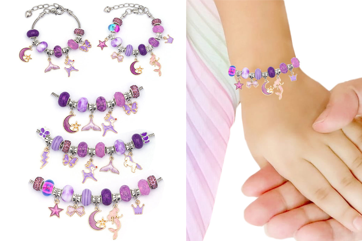 Pendant bracelet making kit includes a total of 63 pieces-Purple
