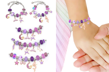 Pendant bracelet making kit includes a total of 63 pieces-Purple