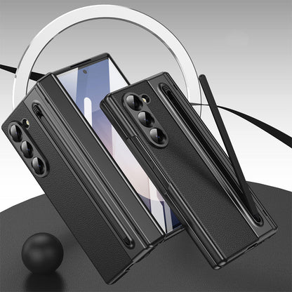 Phone Case for Samsung Z Fold 7 with Pen Holder Full Coverage Hinge Protection-Black