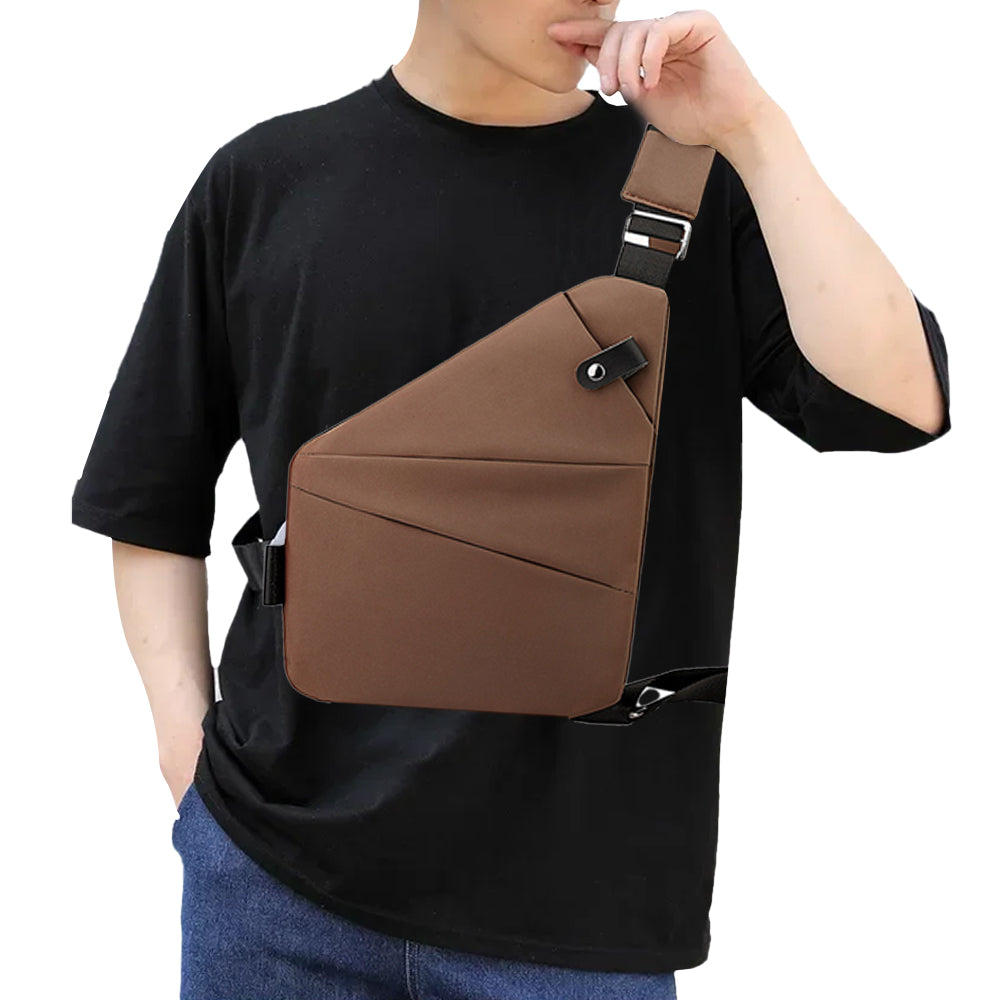 Men Anti-Theft Chest Pack Right Shoulder Sling Bag Travel Sports Crossbody Bag Coffee