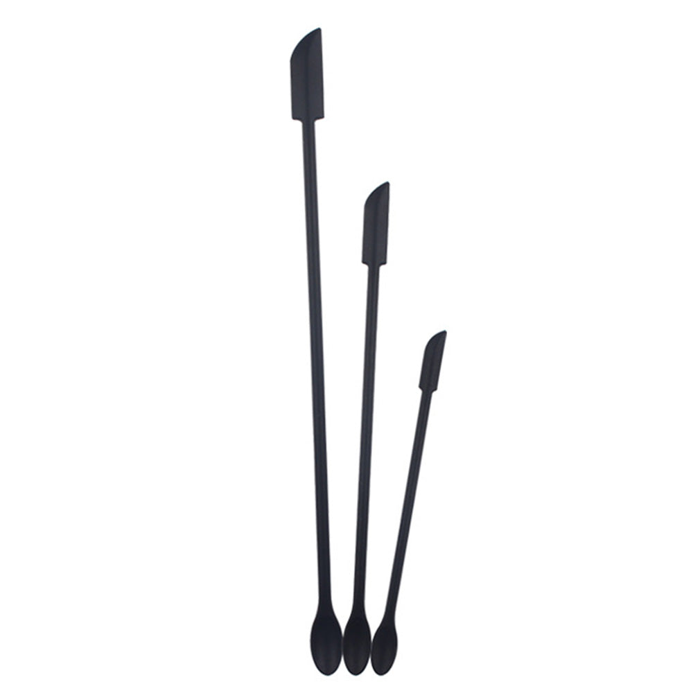 3Pcs Set Mini Silicone Spatula Reusable Cosmetics Splatula Jar Scrapers Black