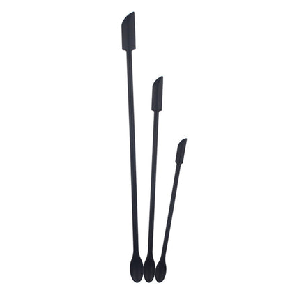 3Pcs Set Mini Silicone Spatula Reusable Cosmetics Splatula Jar Scrapers Black
