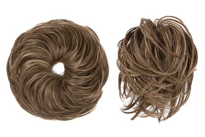20CM High-Temperature Fiber Natural Messy Bun Scrunchy Thick Messy Bun Hair Piece-Ash Blonde