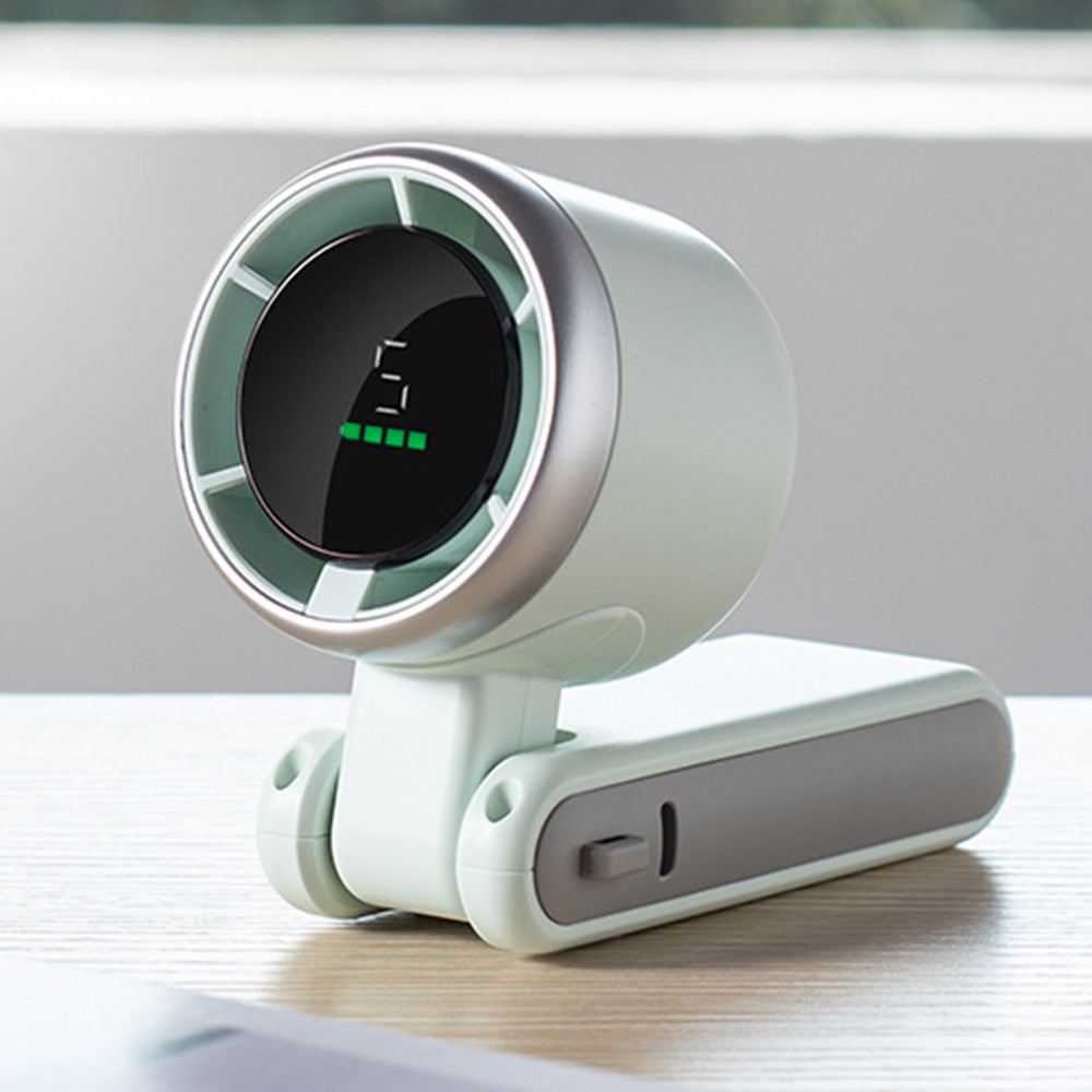 Portable Handheld Turbo Fan with 5-Speed Settings Mini Travel Fan for Beach and Outdoor Use Green