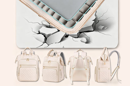 2-in-1 Laptop Lunch Backpack - Beige