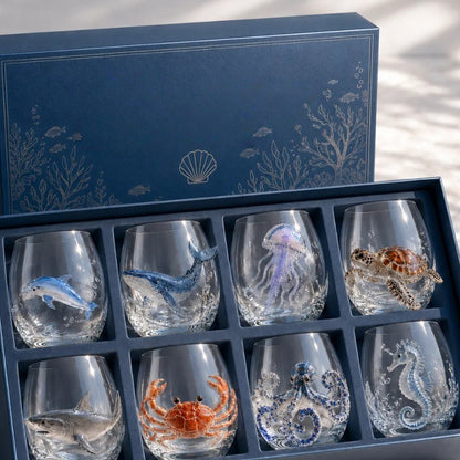 5 Piece 3D Ocean Animal Glass 350ml Borosilicate Wine Glass