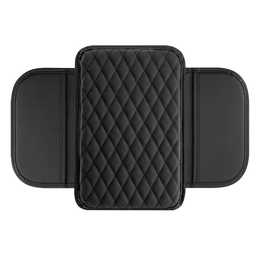 PU Leather Car Center Console Cover with 2 Storage Pocket Car Arm Rest Cover Car Interior Accessories Black