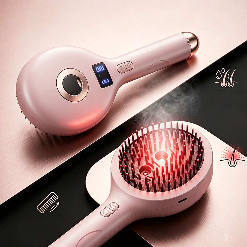 3 in 1 Electric Spray Hair Comb with Mist Function-Pink