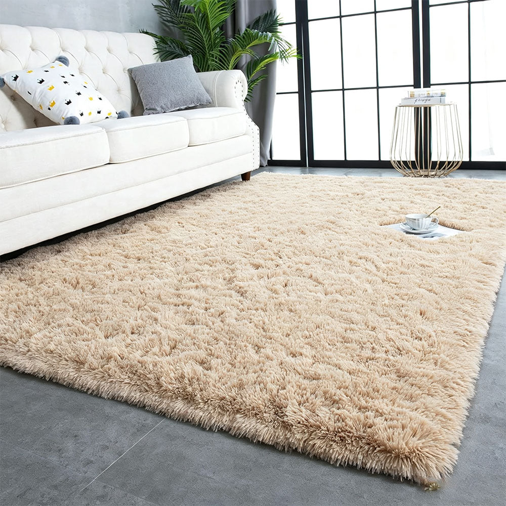 Tie Dye Plush Rug for Bedroom Living Room Dorm-Khaki
