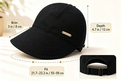 Wide Brim Quick Dry Foldable Sun Hat - Black