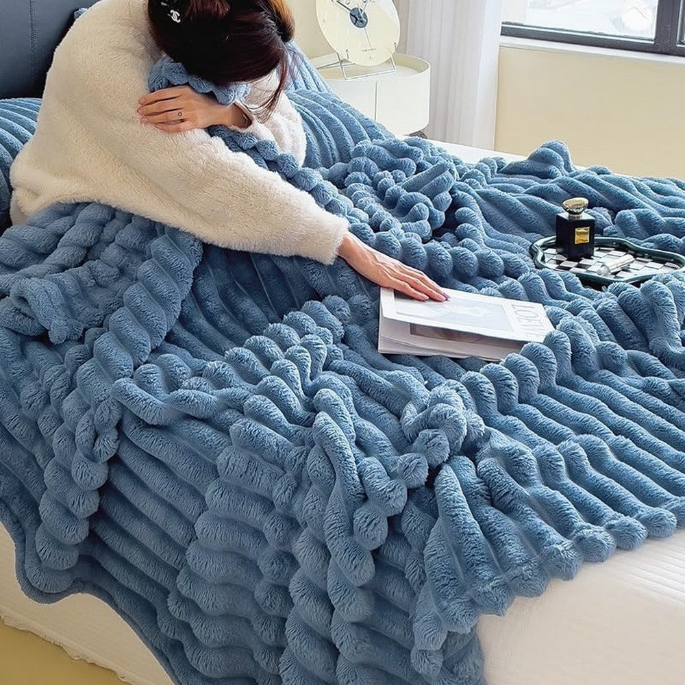 Throw Blanket for Couch Sofa Soft Fleece Throw Blankets Room Home Decor-Blue