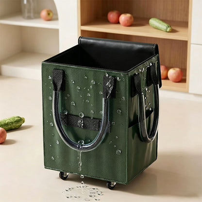 Reusable Grocery Bag Foldable Rolling Shopping Tote Bag - Green