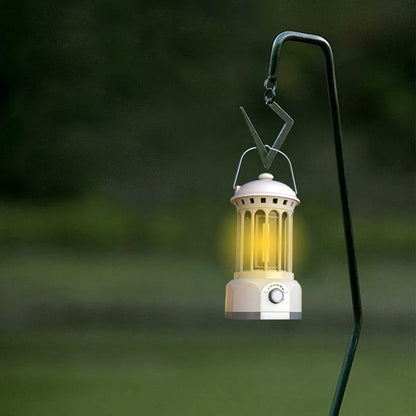 Retro Tent Camping Lantern Rechargeable Night Lamp Camping Light Beige