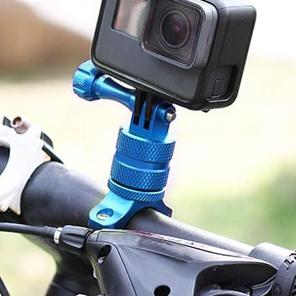 Aluminum 360-degree Bike Handlebar Mount for GoPro Hero 13 12 11 Cameras Blue