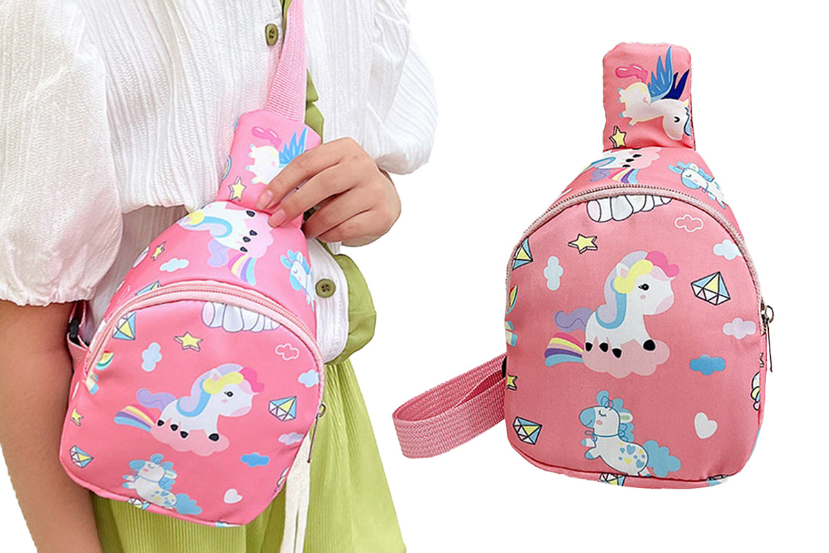 Kids Nylon Cartoon Sling Bag for Travel-Pink
