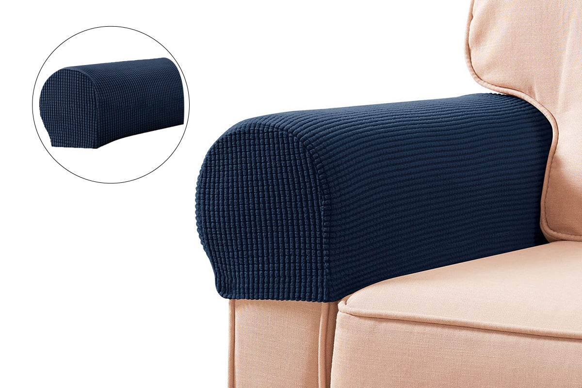 Stretch Armrest Covers Spandex Arm Covers for Chairs Couch Sofa Armchair Slipcovers-Navy blue