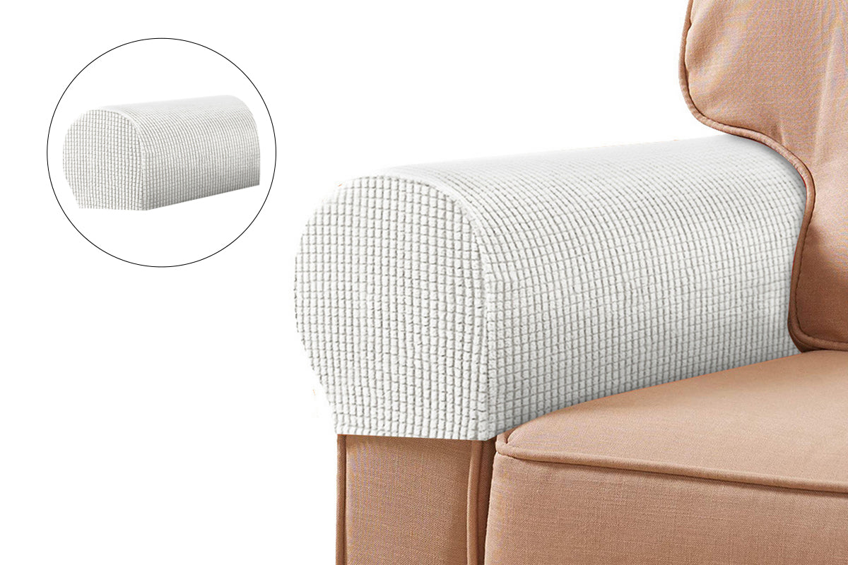 Stretch Armrest Covers Spandex Arm Covers for Chairs Couch Sofa Armchair Slipcovers-White