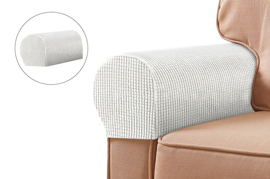 Stretch Armrest Covers Spandex Arm Covers for Chairs Couch Sofa Armchair Slipcovers-White