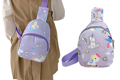 Kids Nylon Cartoon Sling Bag for Travel-Purple