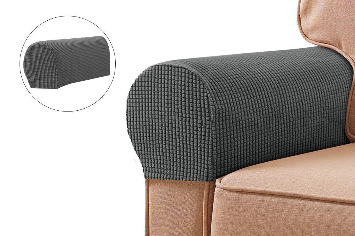 Stretch Armrest Covers Spandex Arm Covers for Chairs Couch Sofa Armchair Slipcovers-Dark Gray