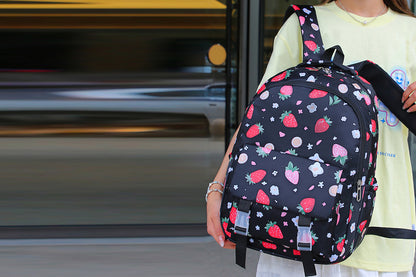 3Pcs Set Kids Backpack With Lunch Bag Pencil Bag Nylon Lightweight School Backpack-Black