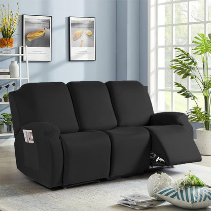 Full Wrapped Stretch Recliner Chair Cover Elastic Recliner Sofa Slipcover Black