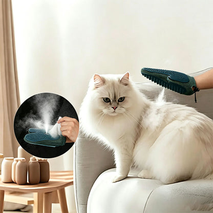 USB Spray Pet Grooming Glove for Cats Dogs - Dark Green